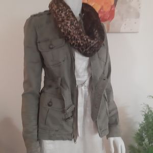 INC FAUX FUR LEOPARD INFINITY SCARF